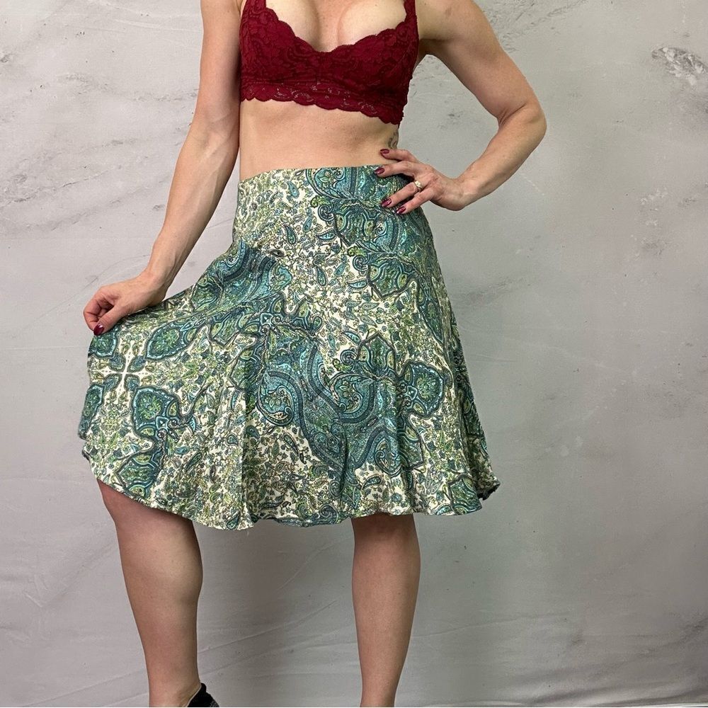 Worthington lined paisley skirt silk blend
